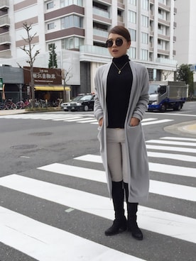 「L.H.P（エルエイチピー）のアイテム（カーディガン/ボレロ）」を使った、nanae  sakataさん（レディース・153cm）の冬コーディネート