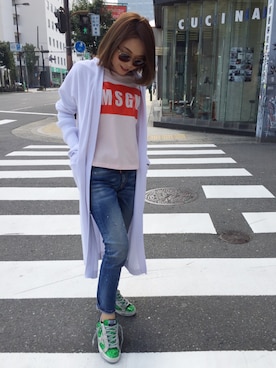 「L.H.P（エルエイチピー）のアイテム（カーディガン/ボレロ）」を使った、nanae  sakataさん（レディース・153cm）の春コーディネート