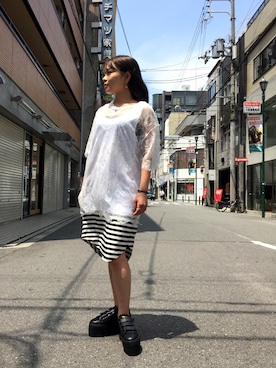 「L.H.P（エルエイチピー）のアイテム（タンクトップ）」を使った、nanae  sakataさん（レディース・153cm）の夏コーディネート