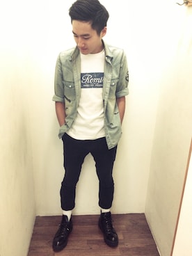 「BRIDGE（ブリッジ）のアイテム（ブーツ）」を使った、Timさん（メンズ・172cm）の春コーディネート