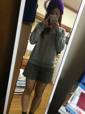 「UNIQLO（ユニクロ）のアイテム（スウェット、グレー系）」を使った、はらしさん（レディース・154cm）の秋コーディネート