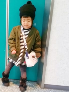 「JIB（ジブ）のアイテム（バッグ）」を使った、CHI-TANさん（キッズ・90cm）の冬コーディネート