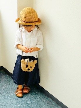 「ガウチョパンツ」｜「アイテム（デニムパンツ）」を使った、CHI-TANさん（キッズ・90cm）の夏コーディネート