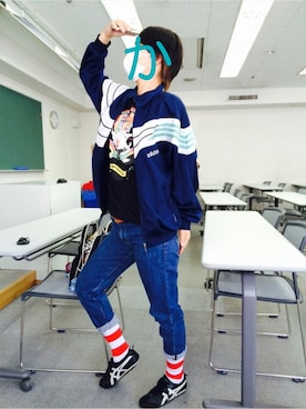 「アイテム（ジャージ）」を使った、かねちゃんさん（レディース・160cm・10代）の春コーディネート