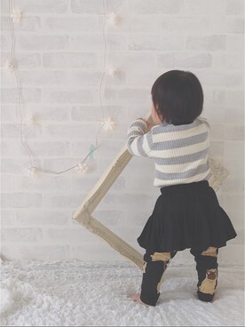 「Mini Rodini（ミニロディーニ）のアイテム（レッグウェア）」を使った、_nagi_さん（キッズ・80cm）の秋コーディネート