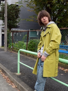 「sunsea」｜「アイテム（トレンチコート）」を使った、kyoyaさん（メンズ・170cm）の冬コーディネート