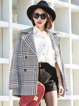 「red」｜「アイテム（ピーコート）」を使った、Brendaさん（レディース・155cm）の秋コーディネート