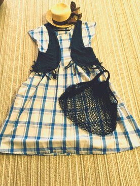 「キャンドゥーのアイテム（エコバッグ/サブバッグ、ブラック系）」を使った、ゆりゆりゅうさん（レディース・167cm）の夏コーディネート
