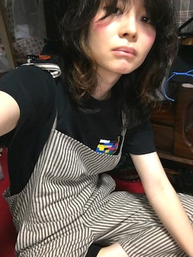 「UNIQLO（ユニクロ）のアイテム（Tシャツ/カットソー、ブラック系）」を使った、ゆりゆりゅうさん（レディース・167cm）の夏コーディネート
