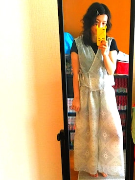 「w closet（ダブルクローゼット）のアイテム（Tシャツ/カットソー、ホワイト系）」を使った、ゆりゆりゅうさん（レディース・167cm）の夏コーディネート