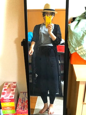 「GU（ジーユー）のアイテム（デニムスカート、ブラック系）」を使った、ゆりゆりゅうさん（レディース・167cm）の夏コーディネート