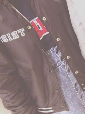 「STUSSY（ステューシー）のアイテム（ナイロンジャケット）」を使った、の、さん（レディース・155cm）の冬コーディネート