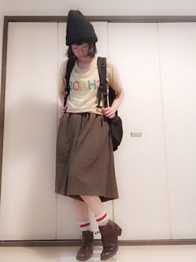 「SASQUATCHfabrix.（サスクワァッチファブリックス）のアイテム（トップス）」を使った、ちばゆきさん（レディース・157cm）の秋コーディネート