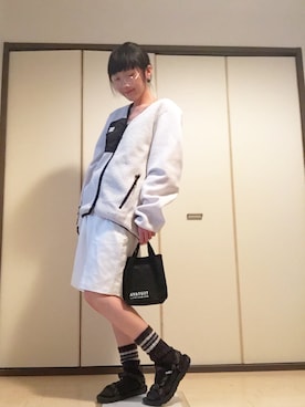 「GANRYU（ガンリュウ）のアイテム（ブルゾン）」を使った、ちばゆきさん（レディース・157cm）の秋コーディネート