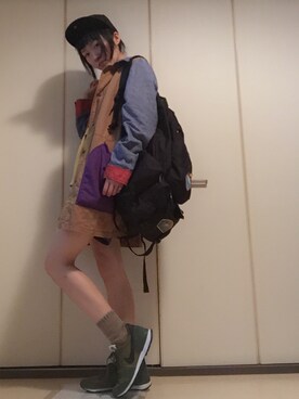 「MANASTASH（マナスタッシュ）のアイテム（ステンカラーコート）」を使った、ちばゆきさん（レディース・157cm）の秋コーディネート