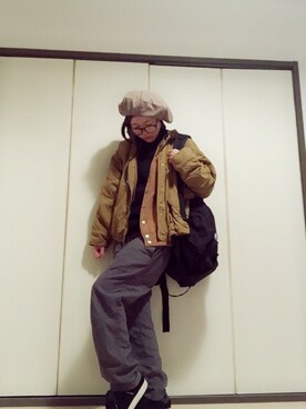 「patagonia」｜「アイテム（ハンチング/ベレー帽）」を使った、ちばゆきさん（レディース・157cm）の秋コーディネート