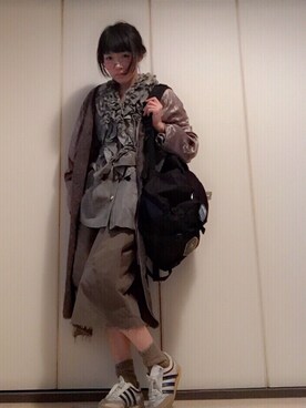 「アーミー」｜「アイテム（スカート）」を使った、ちばゆきさん（レディース・157cm）の冬コーディネート