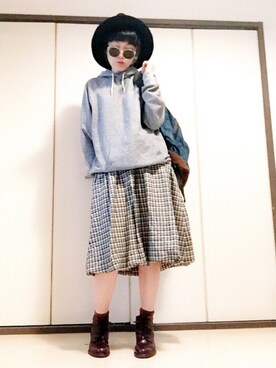 「KIJIMA TAKAYUKI」｜「アイテム（スカート）」を使った、ちばゆきさん（レディース・157cm）の冬コーディネート