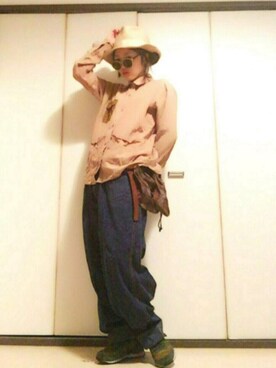 「ESTNATION（エストネーション）のアイテム（帽子）」を使った、ちばゆきさん（レディース・157cm）の春コーディネート