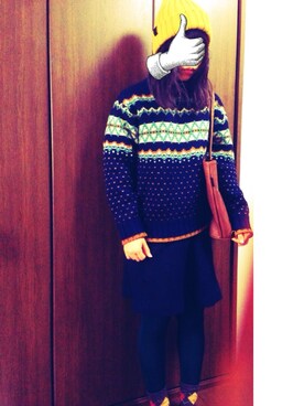 「アイテム名不明（その他トップス）」を使った、マユさん（レディース・152cm）の冬コーディネート