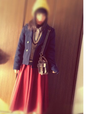 「アイテム名不明（スカート）」を使った、マユさん（レディース・152cm）の冬コーディネート