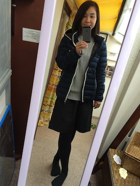 「HARRIS TWEED（ハリスツイード）のアイテム（ダウンジャケット/コート、その他）」を使った、Tomoさん（レディース）の秋コーディネート