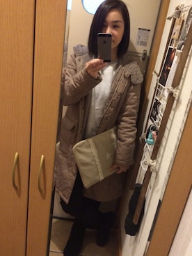 「フェリシモ（フェリシモ）のアイテム（ダウンジャケット/コート）」を使った、Tomoさん（レディース・158cm）の秋コーディネート