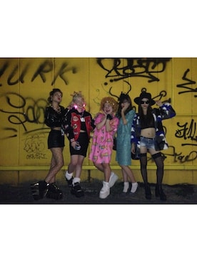 「LAZY OAF（レイジーオーフ）のlazyoaf pinkシャツ（シャツ/ブラウス、ピンク系）」を使った、amitasoさん（レディース・151cm）の秋コーディネート