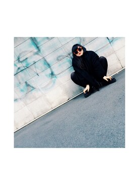 「GU（ジーユー）のアイテム（マフラー、ブラック系）」を使った、amitasoさん（レディース・151cm）の冬コーディネート