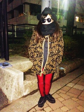 「GU（ジーユー）のアイテム（マフラー、ブラック系）」を使った、amitasoさん（レディース・151cm）の冬コーディネート