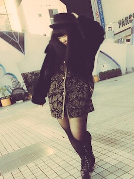 「古着屋のアイテム（その他アウター、ブラック系）」を使った、amitasoさん（レディース・151cm）の春コーディネート