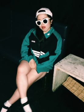 「NIKE usedのアイテム（その他アウター、ブラック系）」を使った、amitasoさん（レディース・151cm）の夏コーディネート