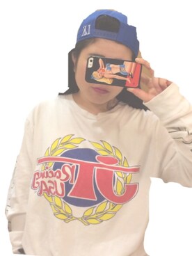 「古着のアイテム（Tシャツ/カットソー、ホワイト系）」を使った、amitasoさん（レディース・151cm）の夏コーディネート