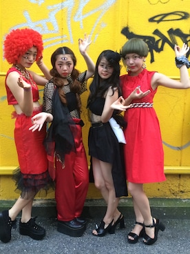 「Handmade（ハンドメイド）のアイテム（その他、レッド系）」を使った、amitasoさん（レディース・151cm）の夏コーディネート