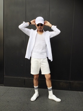 「オールホワイトコーデ」｜「アイテム（その他）」を使った、Daikanさん（メンズ・165cm）の春コーディネート
