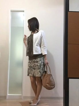 「仕事コーデ」｜「アイテム（ノーカラージャケット）」を使った、kikoさん（レディース・158cm）の夏コーディネート