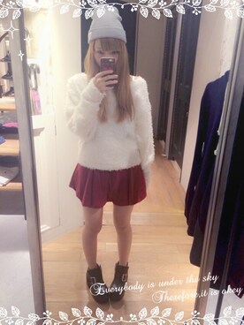 「RETRO GIRL（レトロガール）のアイテム（ニット/セーター、ホワイト系）」を使った、たむたむさん（レディース・158cm）の秋コーディネート