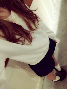 「Heather（ヘザー）のアイテム（ニット/セーター、ホワイト系）」を使った、たむたむさん（レディース・158cm）の冬コーディネート