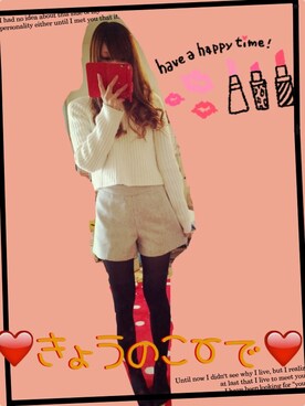 「Heather（ヘザー）のアイテム（ニット/セーター、ホワイト系）」を使った、たむたむさん（レディース・158cm）の冬コーディネート