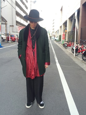 「アイテム（ステンカラーコート）」を使った、村本義季さん（メンズ・174cm・10代）の冬コーディネート
