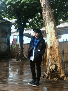 「NEXHYPE（ネックスハイプ）のアイテム」を使った、陳 葵さん（メンズ・165cm）の春コーディネート