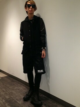 「L.H.P（エルエイチピー）のアイテム（スタジャン）」を使った、Dsuke kobayashiさん（メンズ・178cm）の秋コーディネート
