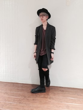「L.H.P（エルエイチピー）のアイテム（チェスターコート）」を使った、Dsuke kobayashiさん（メンズ・178cm）の秋コーディネート