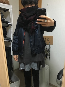 「FACETASM（ファセッタズム）のアイテム（ブルゾン）」を使った、カネモンさん（メンズ・176cm）の秋コーディネート