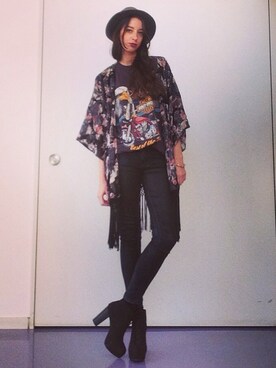「kimono」｜「アイテム（その他アウター）」を使った、Louiseさん（レディース・177cm）の冬コーディネート