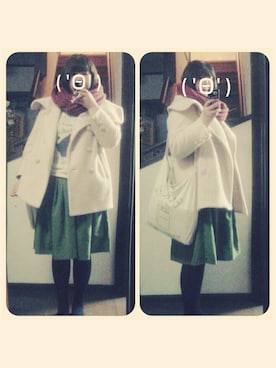 「アイテム（アナログ腕時計、ピンク系）」を使った、まんぼー｡さん（レディース・172cm）の冬コーディネート