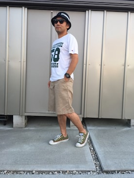「アイテム（モカシン/デッキシューズ）」を使った、タカヒロさん（メンズ・172cm）の夏コーディネート