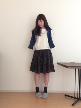 「函館」｜「アイテム（スウェット）」を使った、hakosinさん（レディース・160cm）の春コーディネート