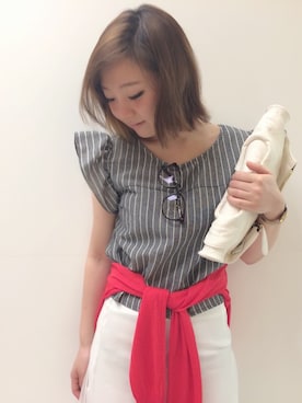 「白スカート」｜「アイテム（サロペット/オーバーオール）」を使った、ARiK☺︎さん（レディース・156cm）の夏コーディネート