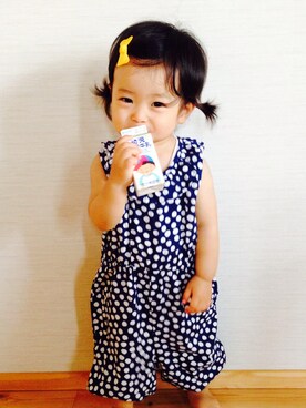 「H&M（エイチ・アンド・エム）のアイテム（つなぎ/オールインワン）」を使った、RIO♡さん（キッズ・80cm）の夏コーディネート